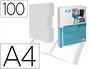 Liderpapel Carpeta Personalizable A4 con 100 Fundas Transparentes de Polipropileno y Cajetín