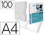 Liderpapel Carpeta Personalizable A4 con 100 Fundas Transparentes de Polipropileno y Cajetín