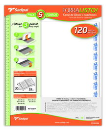 Forro Ajustable Sadipal Pvc Trans. 120Μ 30X55 Cm Blister De 5