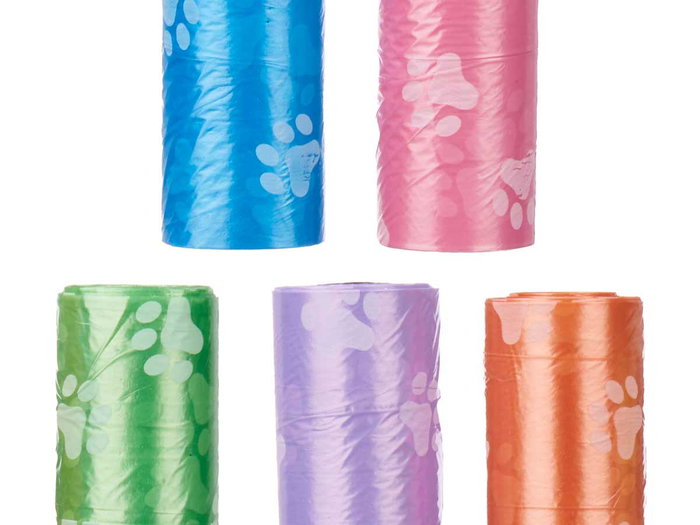 MASCOW Set de 10 rollos de bolsas para mascota en colores variados