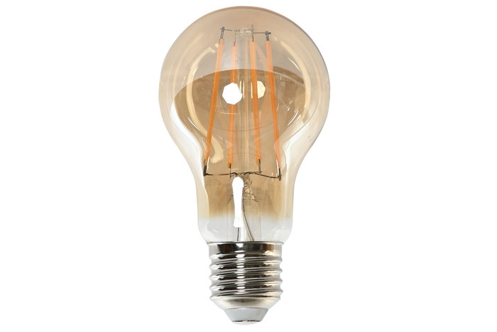 DKD Home Decor Bombilla LED Cristal Ahumada Ámbar 650 Lumens E27