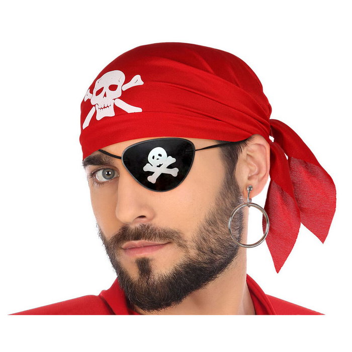 Set Pirata Rojo 3 Piezas - Pañuelo, Parche y Pendiente para Disfraces de Adulto Set Pirata Rojo 3 Piezas - Pañuelo, Parche y Pendiente para Disfraces de Adulto