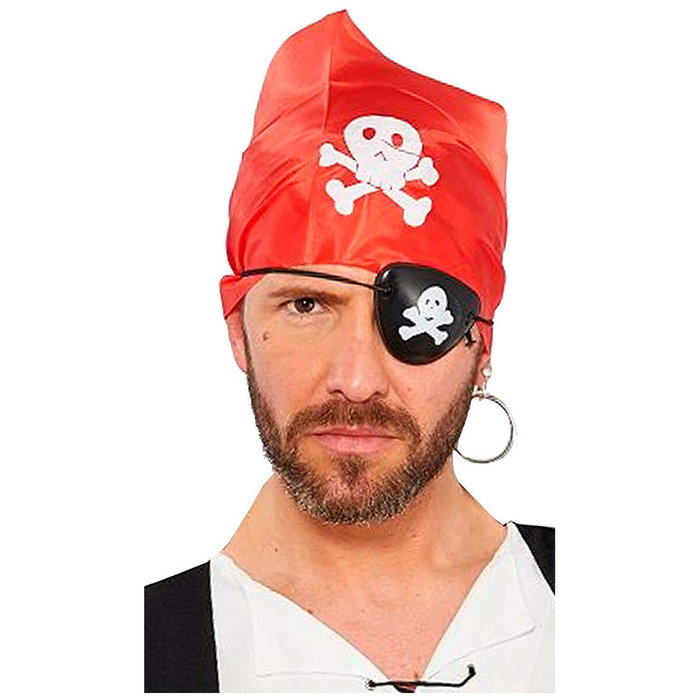 Set Pirata Rojo 3 Piezas - Pañuelo, Parche y Pendiente para Disfraces de Adulto Set Pirata Rojo 3 Piezas - Pañuelo, Parche y Pendiente para Disfraces de Adulto