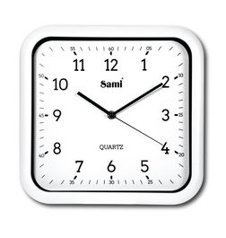 SAMI Reloj de Pared Cuadrado 30 cm Blanco - Decoración de Pared