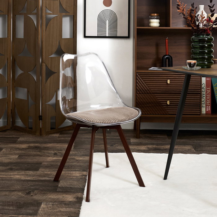 Home Deco Factory Silla Tra. Con Cojín Scott Taupé Plástico