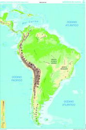 CUMIO, Mapa Mural América Central-Sur (físico/político) galego 1285x915mm