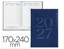 Liderpapel Agenda de Oficina Creta 2027 Semana Vista Azul