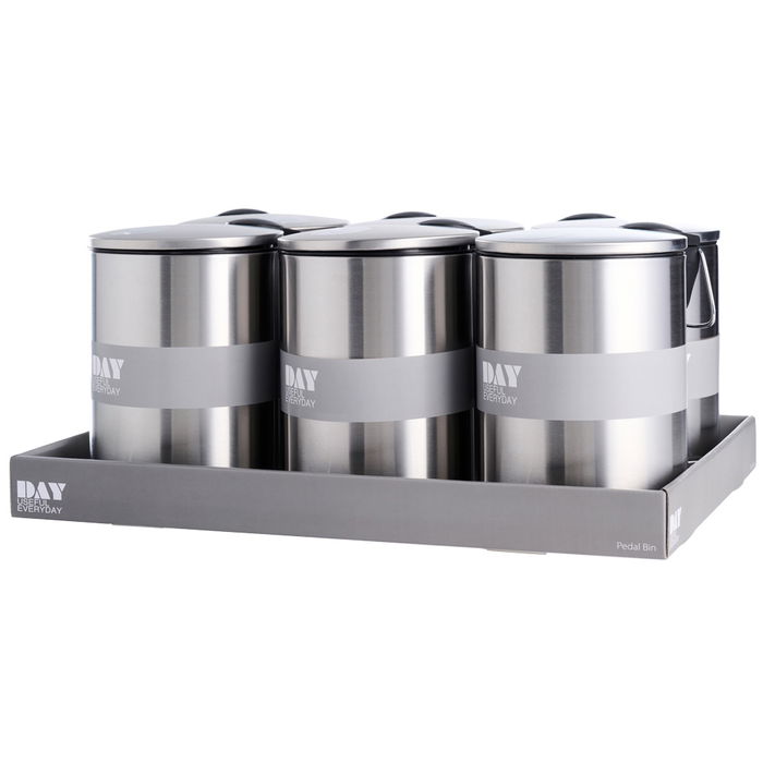 Day Cubo Basura Acero Inoxidable 3 L con Pedal y Cierre Suave Mate 17.5x23.5 cm