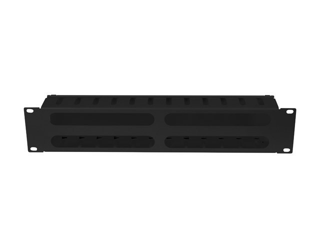 Lanberg Organizador de cables 2U 19 pulg. con tapa tipo A negro
