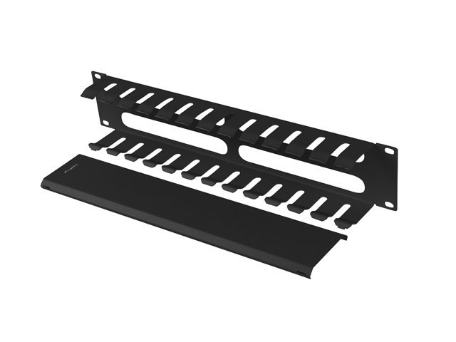 Lanberg Organizador de cables 2U 19 pulg. con tapa tipo A negro