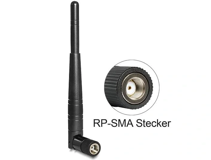 DeLOCK 88461 Antena WLAN Omnidireccional RP-SMA 3 dBi Negra