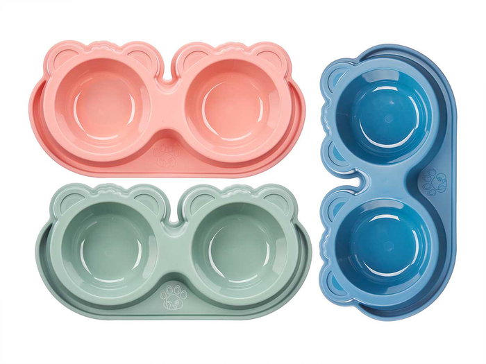 Mascow Comedero Doble Plástico para Perros y Gatos Pequeños, 33x4.5x16 cm, Colores Surtidos (Set de 24) Mascow Comedero Doble Plástico para Perros y Gatos Pequeños, 33x4.5x16 cm, Colores Surtidos (Set de 24)