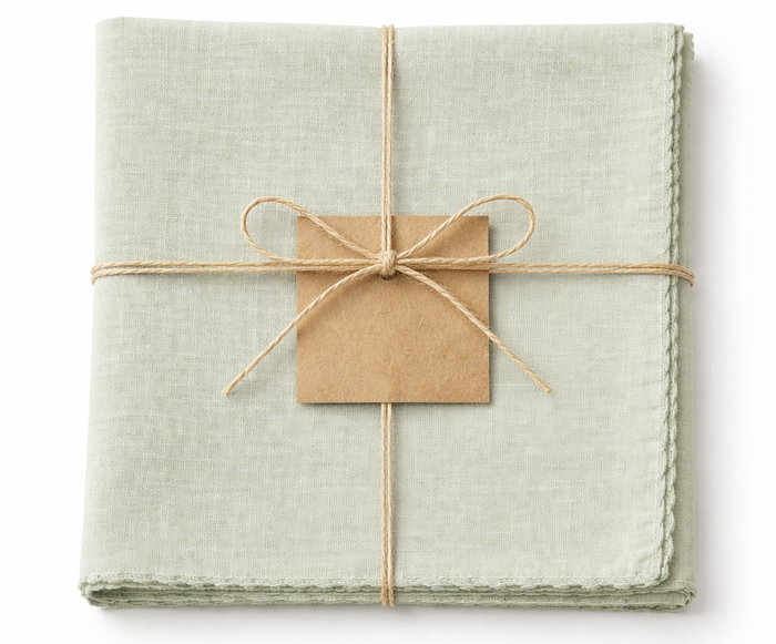 DKD Home Decor Mantel de Algodón Bordado Verde Claro 150x150 cm