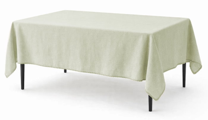 DKD Home Decor Mantel de Algodón Bordado Verde Claro 150x150 cm