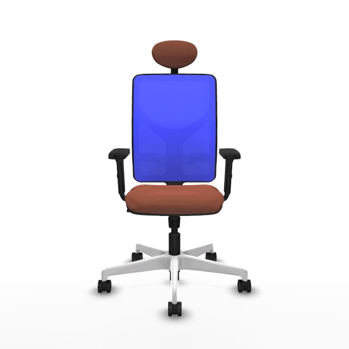 PIQUERAS Y CRESPO Silla de oficina Motilla con mecanismo Sincro, tela marrón y malla azul PIQUERAS Y CRESPO Silla de oficina Motilla con mecanismo Sincro, tela marrón y malla azul