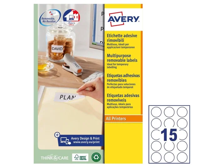Avery Etiquetas Adhesivas Blancas Redondas Removibles 51 mm Avery Etiquetas Adhesivas Blancas Redondas Removibles 51 mm