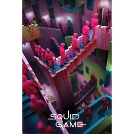Poster El Juego Del Calamar Escaleras 91 x 61 cm Papel Satinado Serie Squid Game