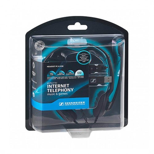 EPOS Sennheiser PC 8 USB - Auriculares diadema estéreo con micrófono unidireccional cancelación ruido para PC, Mac, PS4, llamadas online, color negro