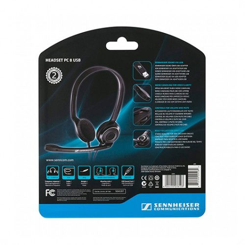 EPOS Sennheiser PC 8 USB - Auriculares diadema estéreo con micrófono unidireccional cancelación ruido para PC, Mac, PS4, llamadas online, color negro