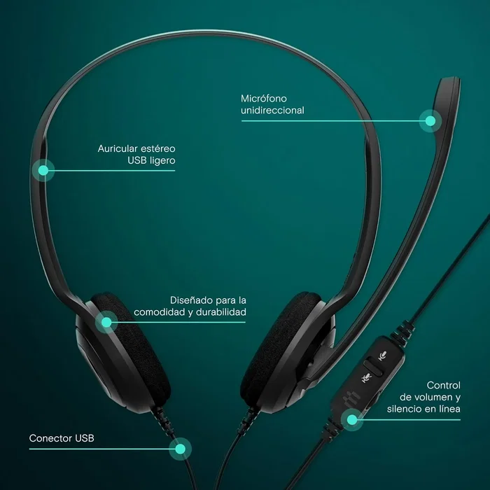 EPOS PC 8 USB Auriculares con micrófono para PC y Mac - Cancelación de ruido, plug & play, diseño ligero, control en línea, color negro