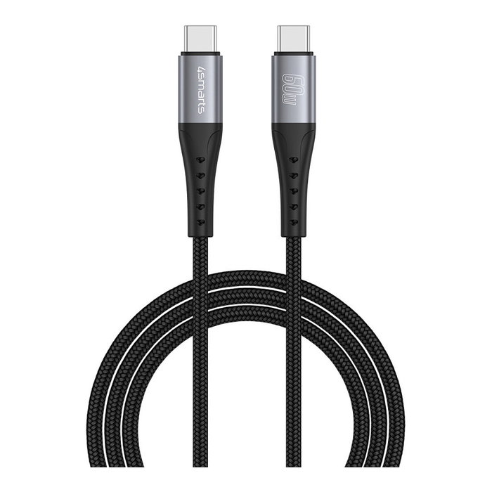 4smarts Cable USB-C PrimeCord 1.5 m 60W Negro, Carga Rápida Power Delivery, Nylon 4smarts Cable USB-C PrimeCord 1.5 m 60W Negro, Carga Rápida Power Delivery, Nylon
