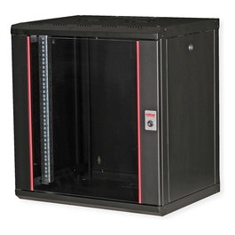 ROLINE 26.21.0174 Bastidor de Pared Rack 19" 12U Negro 600x450 mm Profundidad con Puerta de Vidrio y Rieles