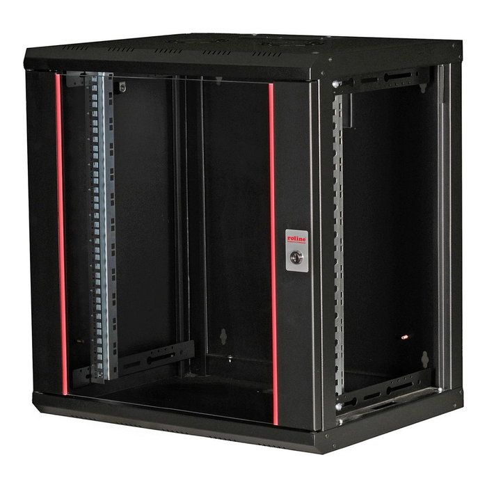 ROLINE 26.21.0174 Bastidor de Pared Rack 19" 12U Negro 600x450 mm Profundidad con Puerta de Vidrio y Rieles
