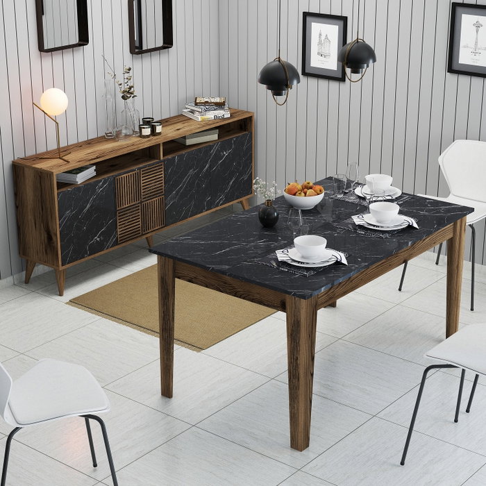Hanah Home Milan 526 Muebles de Salón Nogal, Negro - Elegancia y Estilo Contemporáneo