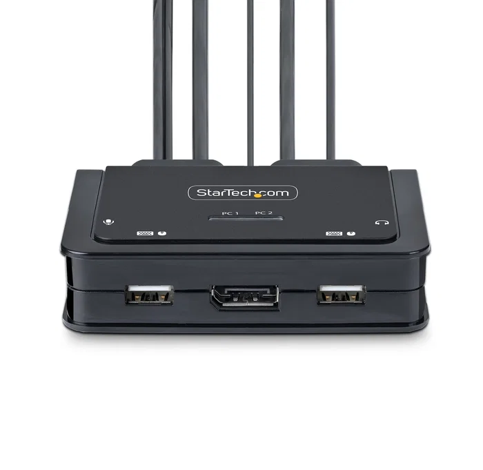 StarTech C2-D46-UAC-CBL-KVM - Interruptor KVM de 2 Puertos con Cables Integrados para USB-A y USB-C, DisplayPort 4K 60Hz, 5120x1440, Negro StarTech C2-D46-UAC-CBL-KVM - Interruptor KVM de 2 Puertos con Cables Integrados para USB-A y USB-C, DisplayPort 4K 60Hz, 5120x1440, Negro