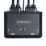 StarTech C2-D46-UAC-CBL-KVM - Interruptor KVM de 2 Puertos con Cables Integrados para USB-A y USB-C, DisplayPort 4K 60Hz, 5120x1440, Negro