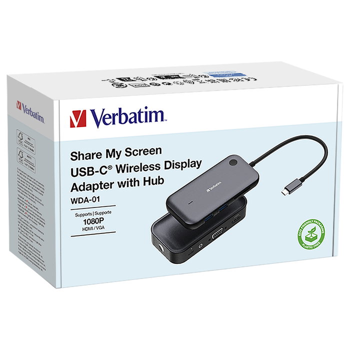 Verbatim Adaptador Pantalla Inalámbrica USB Tipo-C Share My Screen 1080P WDA-02 1xHDMI 1xUSB Verbatim Adaptador Pantalla Inalámbrica USB Tipo-C Share My Screen 1080P WDA-02 1xHDMI 1xUSB