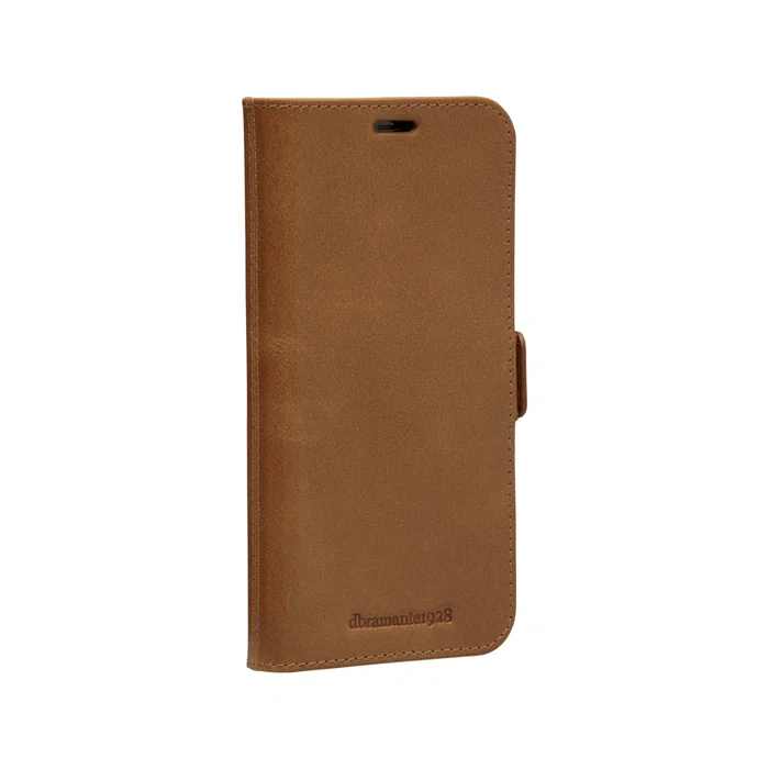 Dbramante1928 Lynge - Funda cartera de cuero bronceado para Apple iPhone 12 y 12 Pro, 15.5 cm (6.1"), con cierre magnético y bolsillo para tarjetas