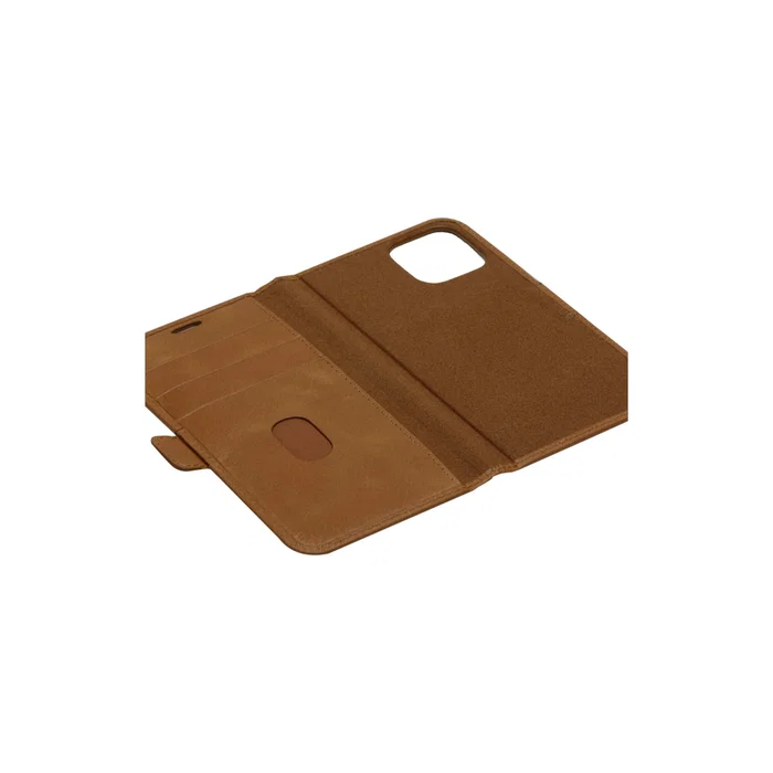 Dbramante1928 Lynge - Funda cartera de cuero bronceado para Apple iPhone 12 y 12 Pro, 15.5 cm (6.1"), con cierre magnético y bolsillo para tarjetas