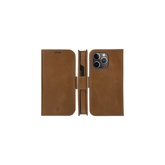 Dbramante1928 Lynge - Funda cartera de cuero bronceado para Apple iPhone 12 y 12 Pro, 15.5 cm (6.1"), con cierre magnético y bolsillo para tarjetas