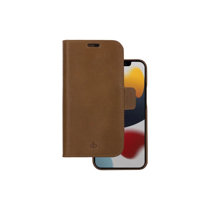 Dbramante1928 Lynge - Funda cartera de cuero bronceado para Apple iPhone 12 y 12 Pro, 15.5 cm (6.1"), con cierre magnético y bolsillo para tarjetas