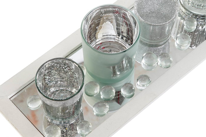 DKD Home Decor Portavela Set de 5, Plateado, 14 x 52 x 37 cm