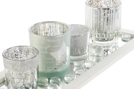 DKD Home Decor Portavela Set de 5, Plateado, 14 x 52 x 37 cm
