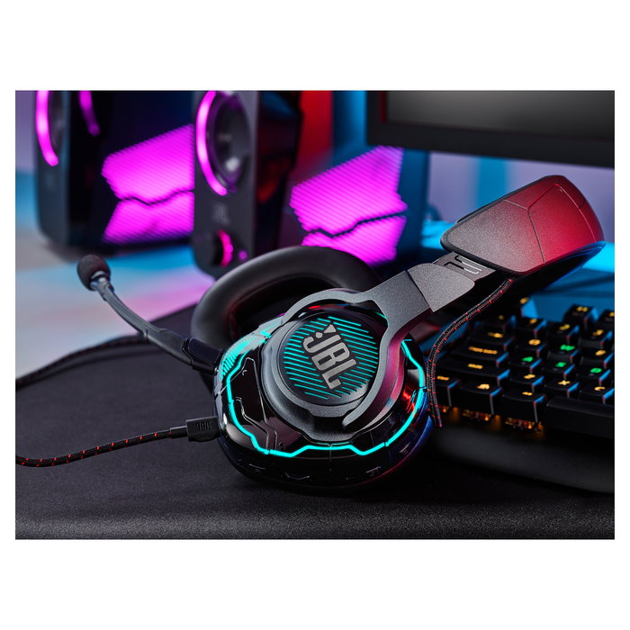 JBL Quantum One Auriculares Gaming Diadema Alámbricos Over-Ear, Negro, con Micrófono Boom Extraíble y Cancelación de Ruido, 20-20000 Hz