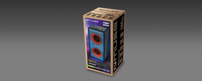 Muse Altavoz Bluetooth 60W con Batería 1800mAh, Entrada AUX y Micro, 29 cm