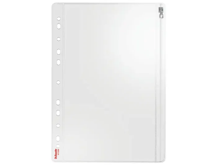 ESSELTE Funda Multitaladro con Cremallera PVC 200µ A4 11 Taladros Bolsa de 5