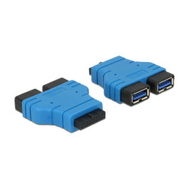 DeLOCK Adaptador USB 3.0 a 2 x USB 3.0 Tipo-A Negro y Azul