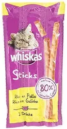 Whiskas Snack Sticks Pollo Bolsa 28x18 gr - Golosina para gato con textura suave y fácil de masticar
