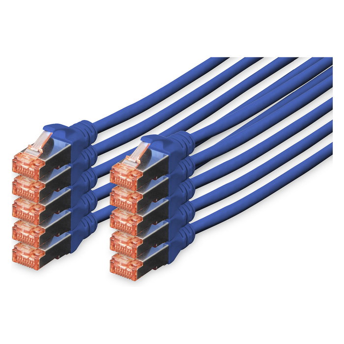Digitus Cable de Red CAT 6 S/FTP Patch, 10 Piezas, 0.5m, Azul Digitus Cable de Red CAT 6 S/FTP Patch, 10 Piezas, 0.5m, Azul