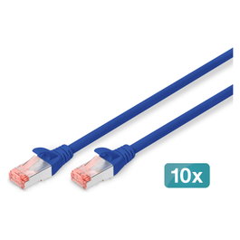 ASSMAN/DIGITUS Kit de 10 cables de conexión CAT 6 S-FTP, 0.5 m, azul