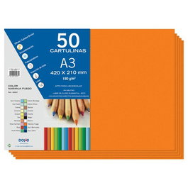 Cartulina A3 Dohe 180G Naranja Fuego Paquete De 50