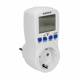 ORNO Enchufe Schuko con 1 Toma y Temporizador Digital Semanal Programable ORPRE409