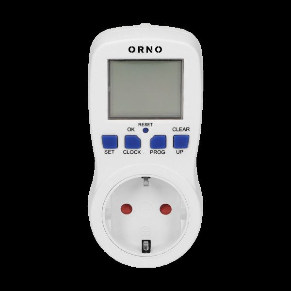ORNO Enchufe Schuko con 1 Toma y Temporizador Digital Semanal Programable ORPRE409