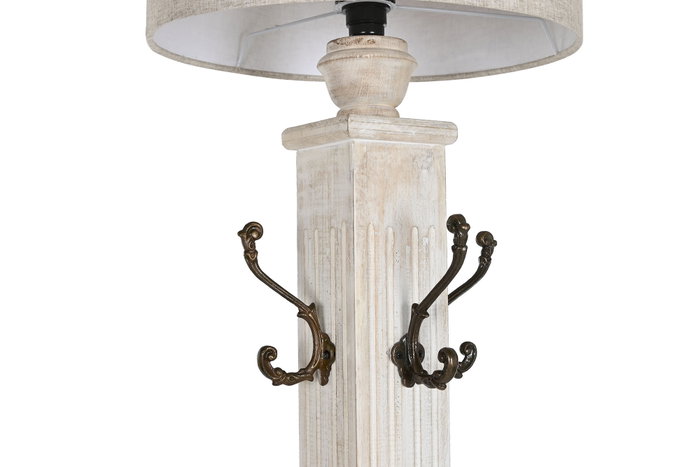 DKD Home Decor Lámpara de pie con Perchero Blanco Decapé