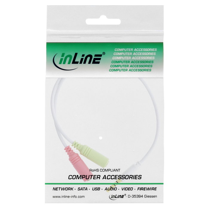 InLine 99302W Adaptador de audio de 3,5mm a 2x 3,5mm blanco