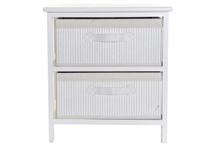 DKD Home Decor Cajonera de Bambú y Paulownia Blanca con 2 Cajones